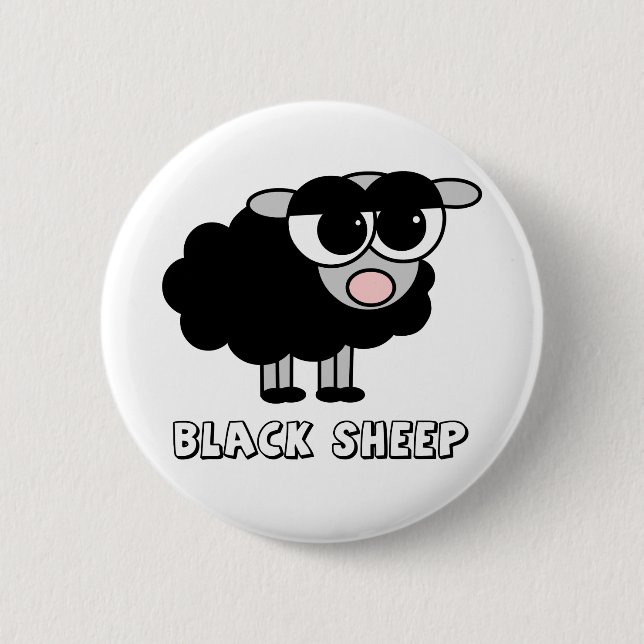 Cute Little Black Sheep Pinback Button (Front)