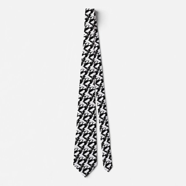 Cute Little Black & White, Grey Chickadee Bird Tie (Front)