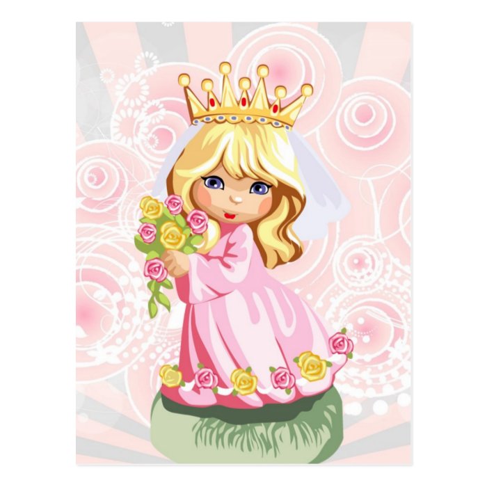 Cute little blonde princess wearing crown post cards