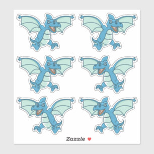Cute Little Blue and Green Dinosaur Dragons Sticker