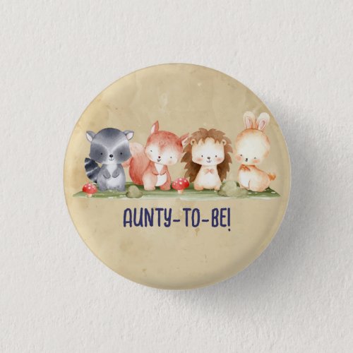 Cute Little Blue Aunty  to be Cute Baby Shower Button