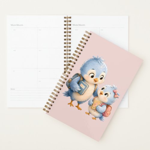 Cute Little Blue Bird Brother Planner Book