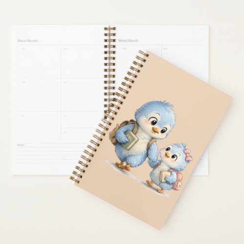 Cute Little Blue Bird Daily Planner Notebook