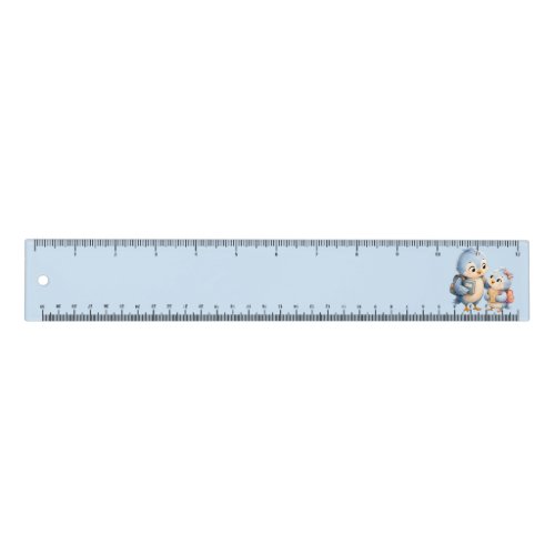 Cute Little Blue Birds Brother Measuring Ruler