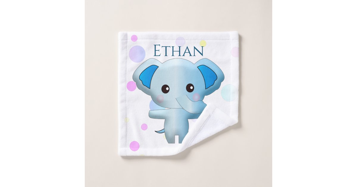 Cute Little Blue Boy Elephant Bath Towel Set Zazzle