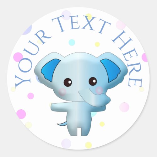 Cute Little Blue Boy Elephant Classic Round Sticker