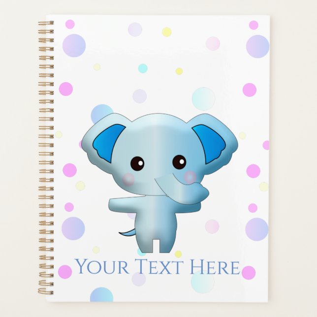 Cute Little Blue Boy Elephant Planner (Front)