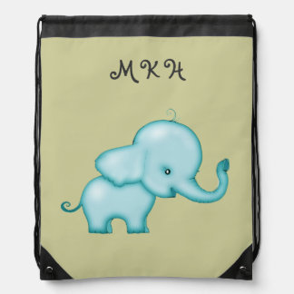 Cute Little Blue Elephant Drawstring Bag