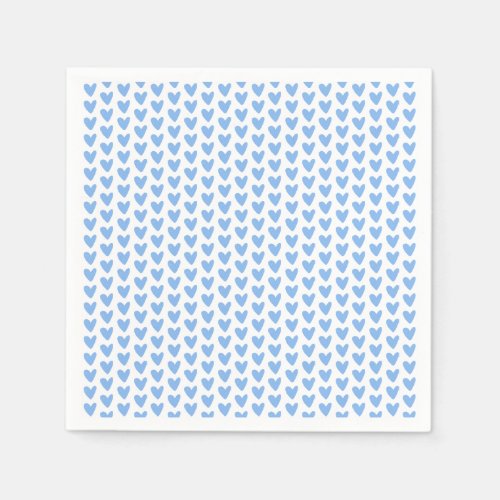 Cute Little Blue Hearts Pattern Napkins