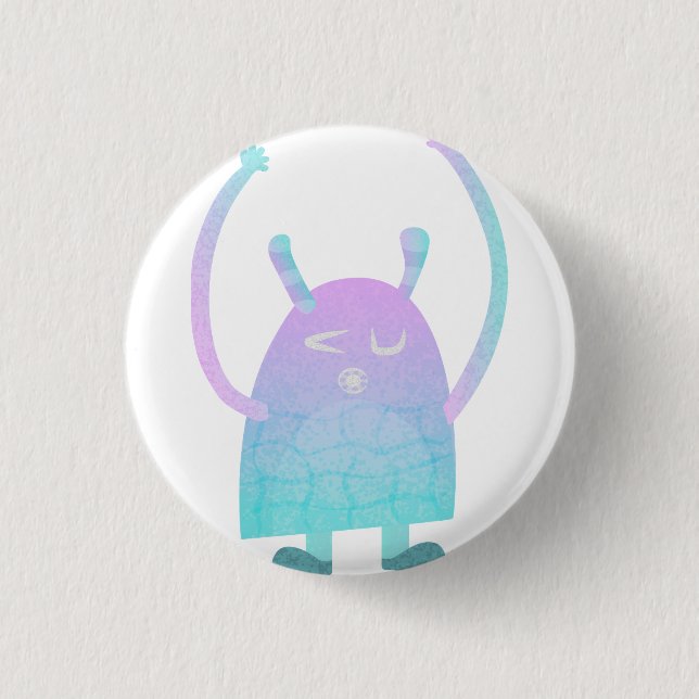 Cute Little Blue Monster Button (Front)