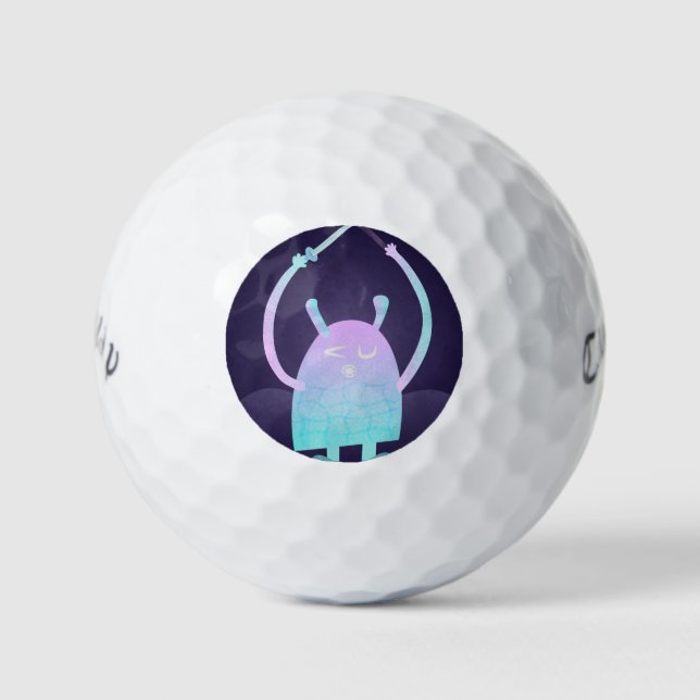 Cute Little Blue Monster Golf Balls (Front)