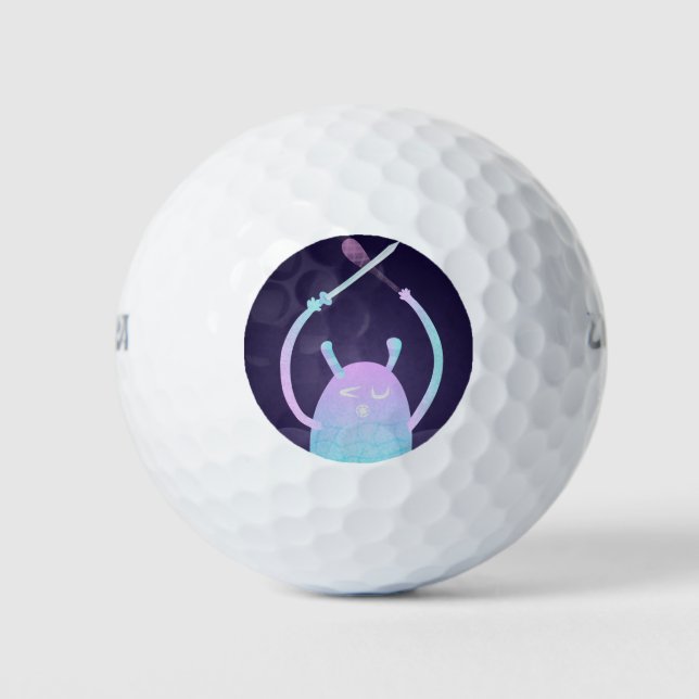 Cute Little Blue Monster Golf Balls (Front)