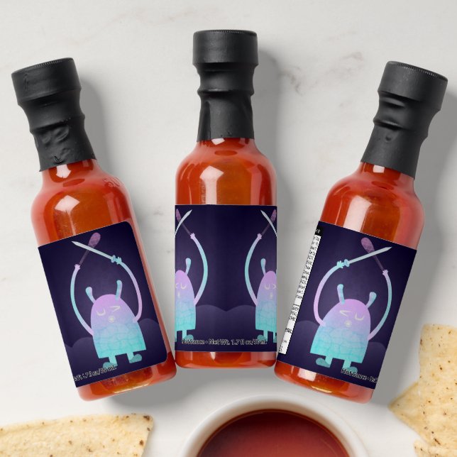 Cute Little Blue Monster Hot Sauces (Laydown)
