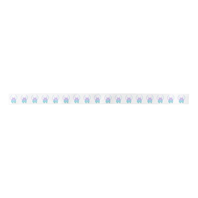 Cute Little Blue Monster Satin Ribbon (Front)