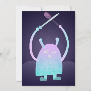 Cute Little Blue Monster Save The Date