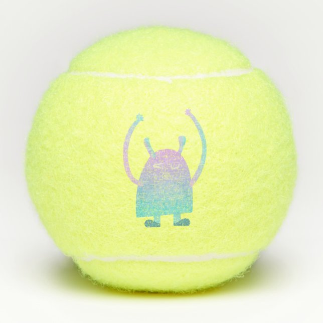 Cute Little Blue Monster Tennis Balls (Front)