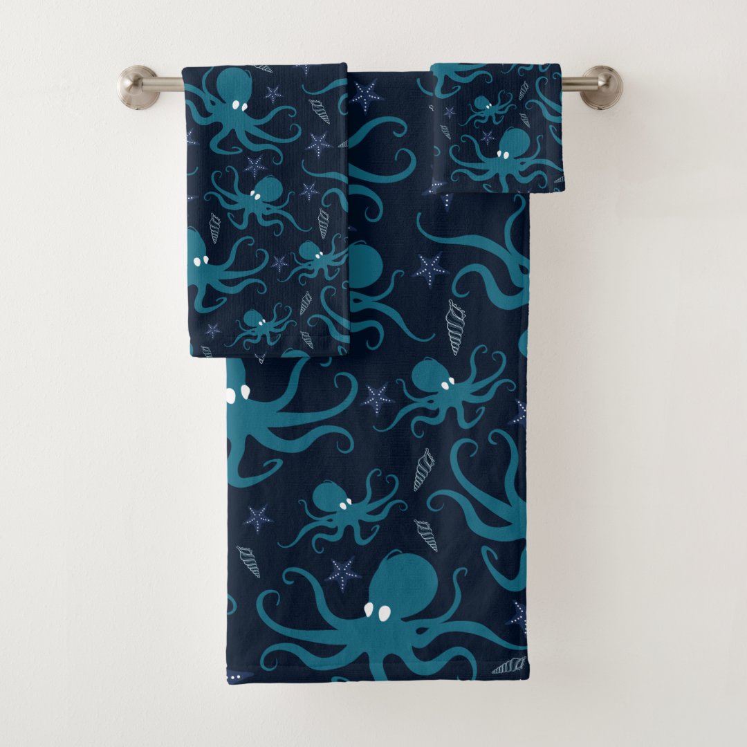 Cute Little Blue Octopus Bath Towel Set | Zazzle