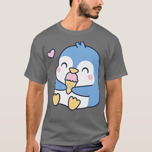 Cute Little Blue Penguin Loves Ice Cream T_Shirt