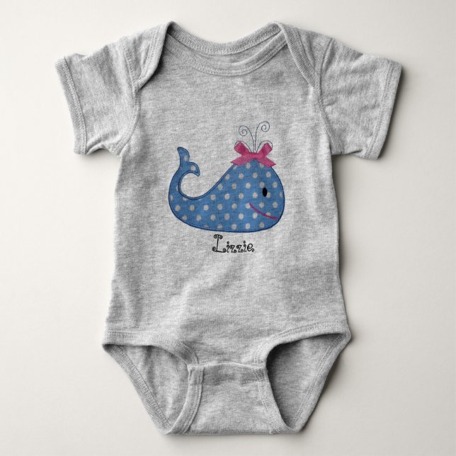 Cute Little Blue Whale Baby Bodysuit (Front)
