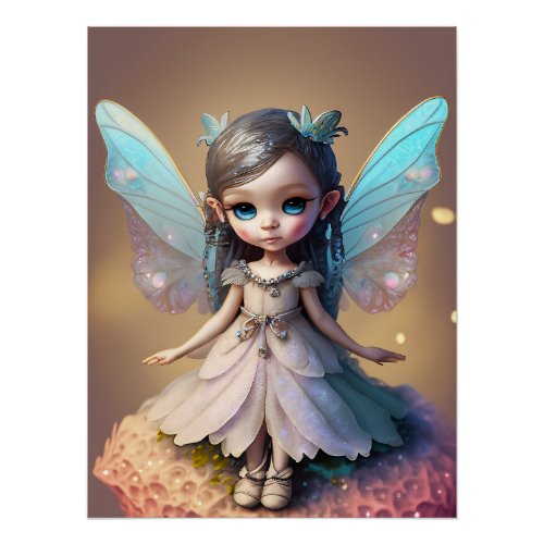  Cute little blue winged fairy poster