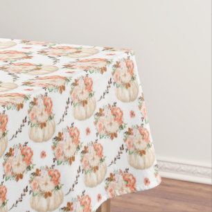Cute Little Blush Pink Cream Pumpkins Autumn Theme Tablecloth