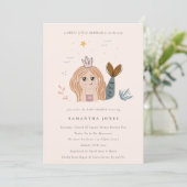Cute Little Blush Sea Mermaid Baby Shower Invite (Standing Front)