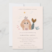 Cute Little Blush Sea Mermaid Baby Shower Invite