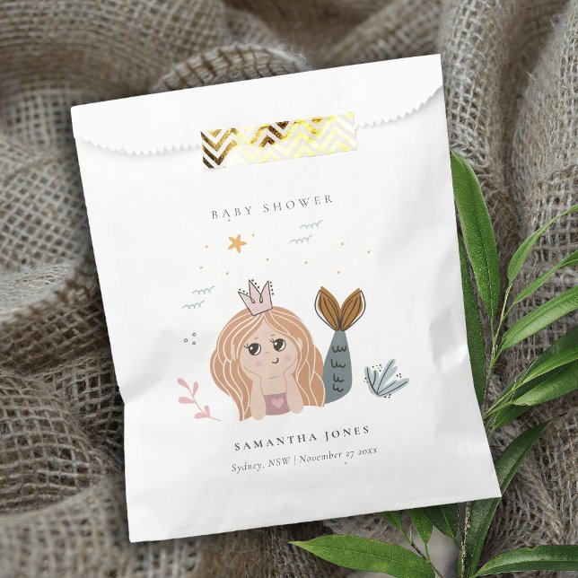 Cute Little Blush Sea Mermaid Girl Baby Shower Favor Bag (Creator Uploaded)