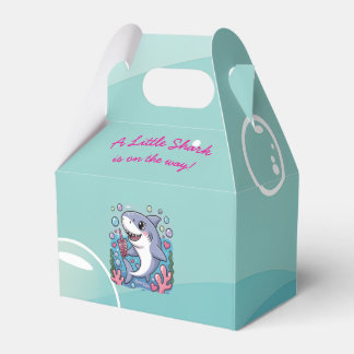 Cute Little Boba Shark Baby Shower Kawaii Blue Favor Boxes