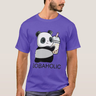 Cute Little Bobaholic Panda Loves Boba T-Shirt