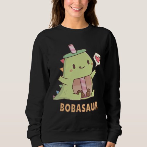 Cute Little Bobasaur Boba Dinosaur Bubble Tea Kid  Sweatshirt