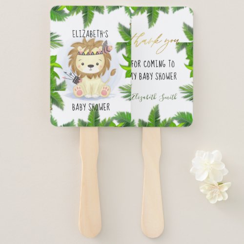 Cute Little Boho Lion Baby Boy Shower Editable Hand Fan