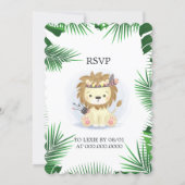 Cute Little Boho Lion Baby Boy Shower Invitation (Back)