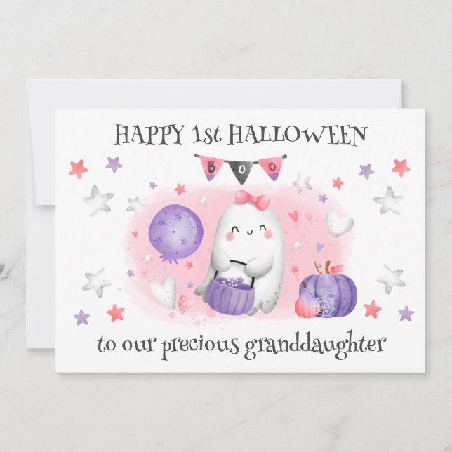 Cute Little Boo Baby Ghost 1st Halloween Card (Front)