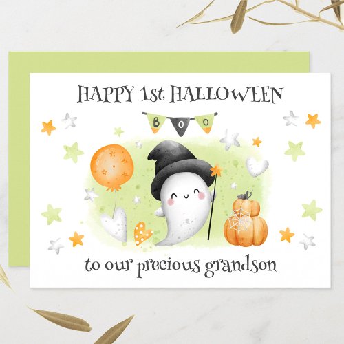 Cute Little Boo Baby Ghost 1st Halloween Card