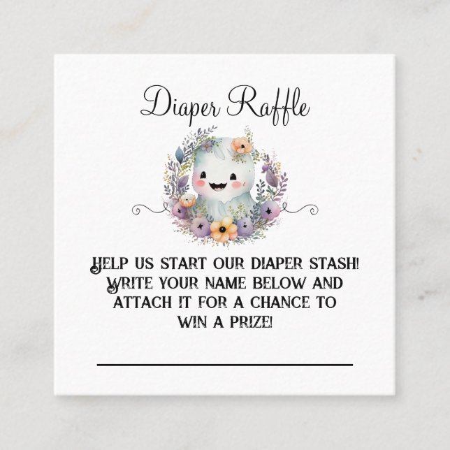 Cute Little Boo Baby Shower Diaper Raffle Insert (Front)