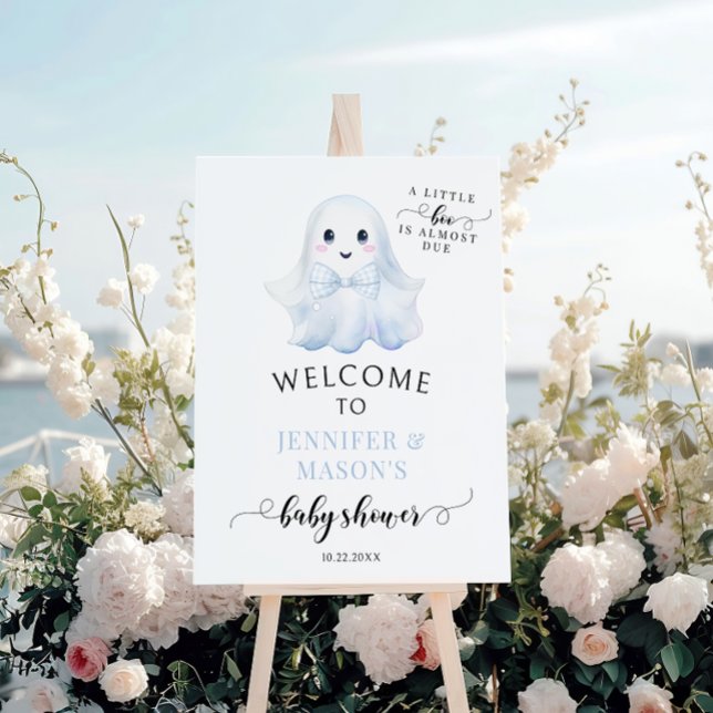 Cute Little Boo Bow baby boy shower welcome sign (Creator Uploaded)