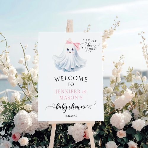 Cute Little Boo Bow baby girl shower welcome sign