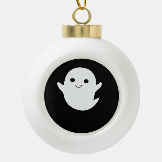 Cute Little Boo Classic Fitted Ceramic Ball Christmas Ornament (Front)