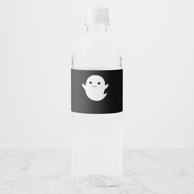 Cute Little Boo Classic Fitted Water Bottle Label (Front)