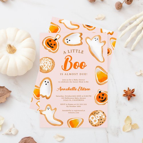 Cute little boo cookies Halloween girl baby shower Invitation
