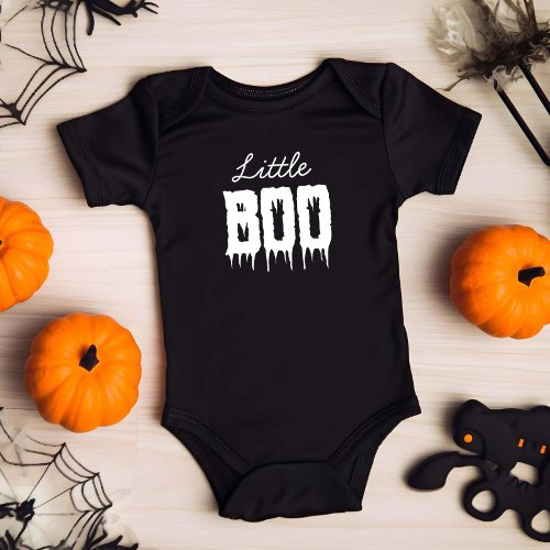 Cute Little BOO Drippy Script Fun Kids Halloween Baby Bodysuit