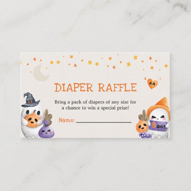 Cute Little Boo Ghost Diaper Raffle Enclosure Card (Front)