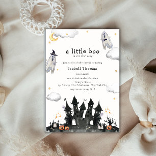 Cute Little Boo Ghost House Baby Shower Invitation