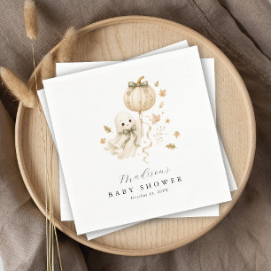 Cute Little Boo Ghost Pumpkin Baby Shower Napkins