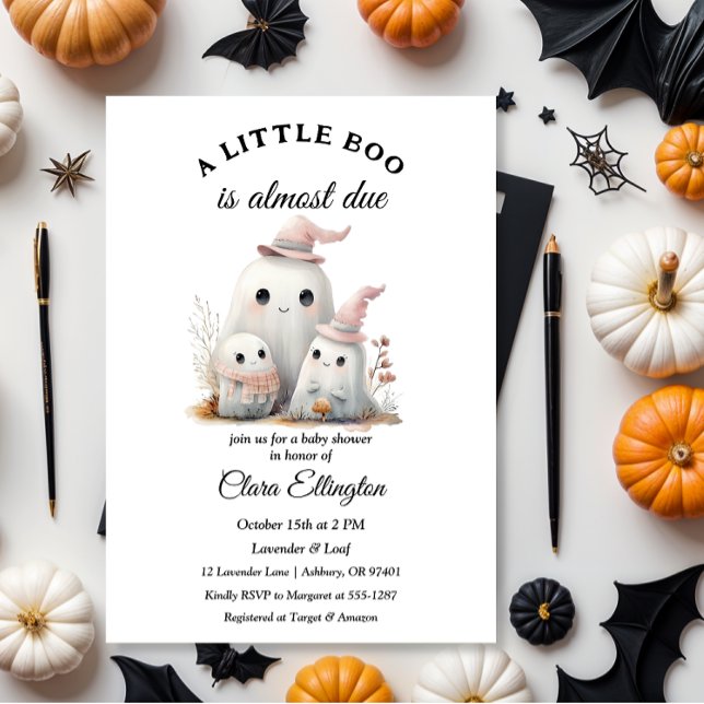 cute little boo girl First Halloween Baby shower Invitation (Creator Uploaded)