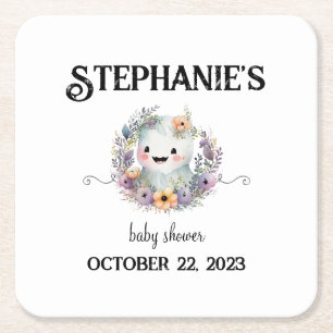Cute Little Boo Halloween Baby Shower Coaster