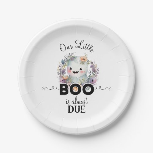 Cute Little Boo Halloween Baby Shower Decor Plates