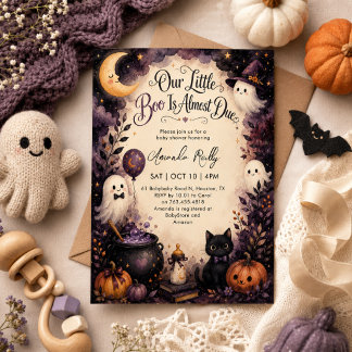Cute Little Boo Halloween Baby Shower Invitation