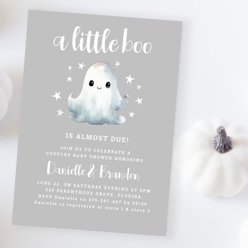 Cute Little Boo Halloween Baby Shower Invitation